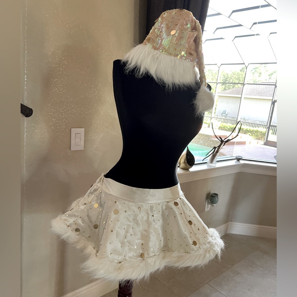 Victoria's Secret Santa Baby Sequin GISELLE Satin Tulle Skirt Hat Holiday